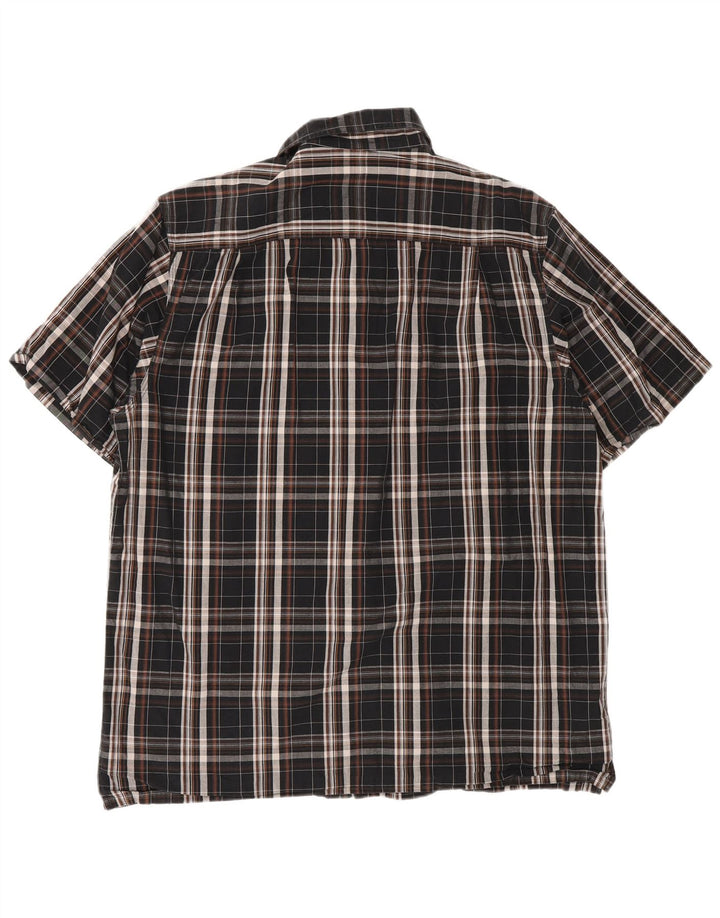 Dickies Camisa de manga corta para hombre de algodón a cuadros negros grandes
