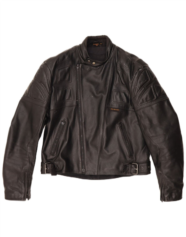 REVENGER Chaqueta de cuero Moto Racer para hombre IT 56 3XL Cuero negro