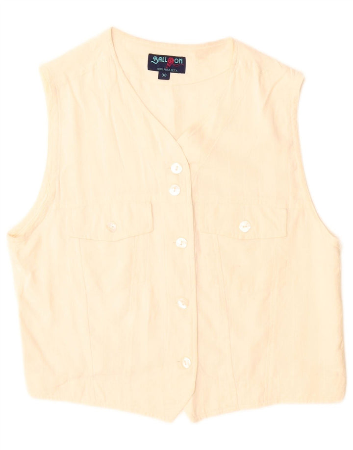 Blusa tipo camisa sin mangas para mujer Balloon EU 38 Seda blanca mediana