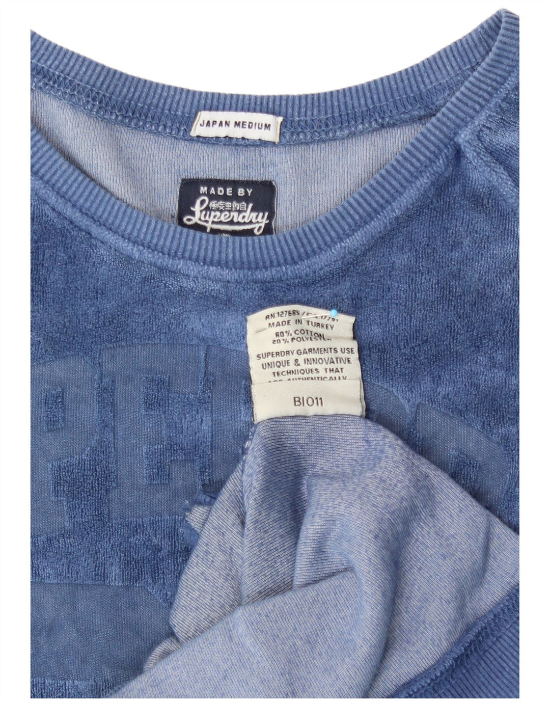 SUPERDRY Womens Graphic Sweatshirt Jumper UK 12 Medium Blue Cotton Vintage Superdry and Second-Hand Superdry from Messina Hembry 