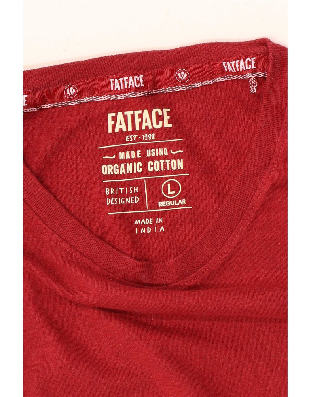 Camiseta regular para hombre Fat Face Top grande de algodón rojo