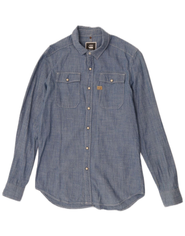 Camisa G-Star Hombre Algodón Azul Medio
