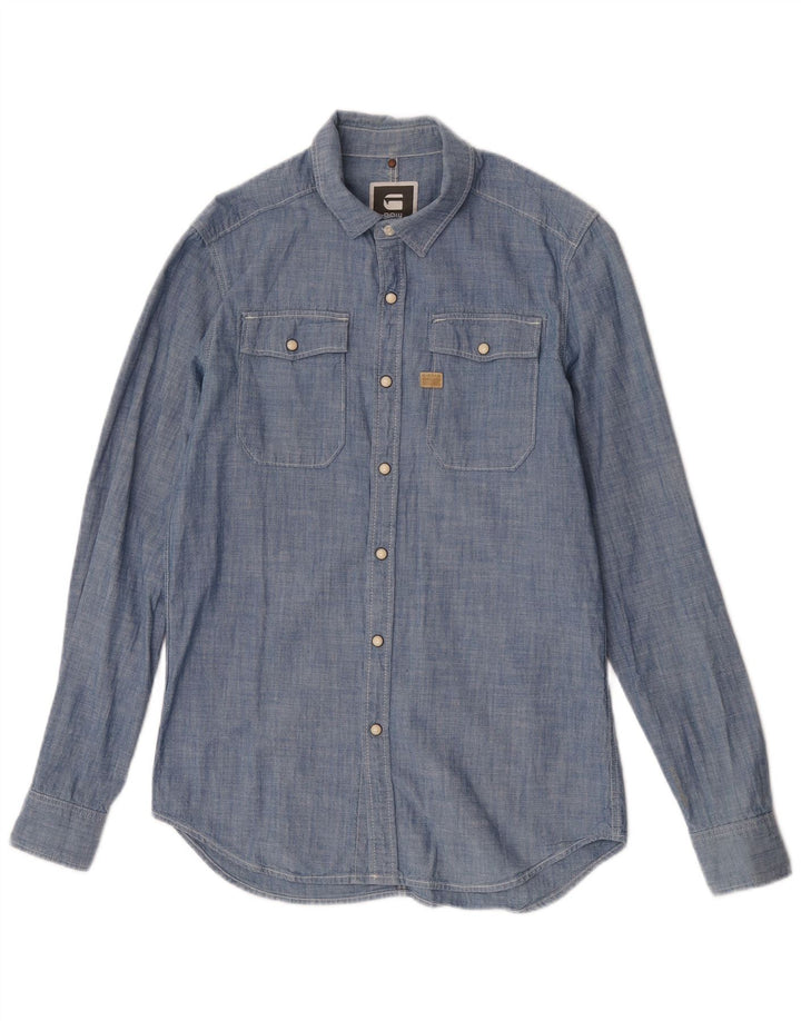 Camisa G-Star Hombre Algodón Azul Medio