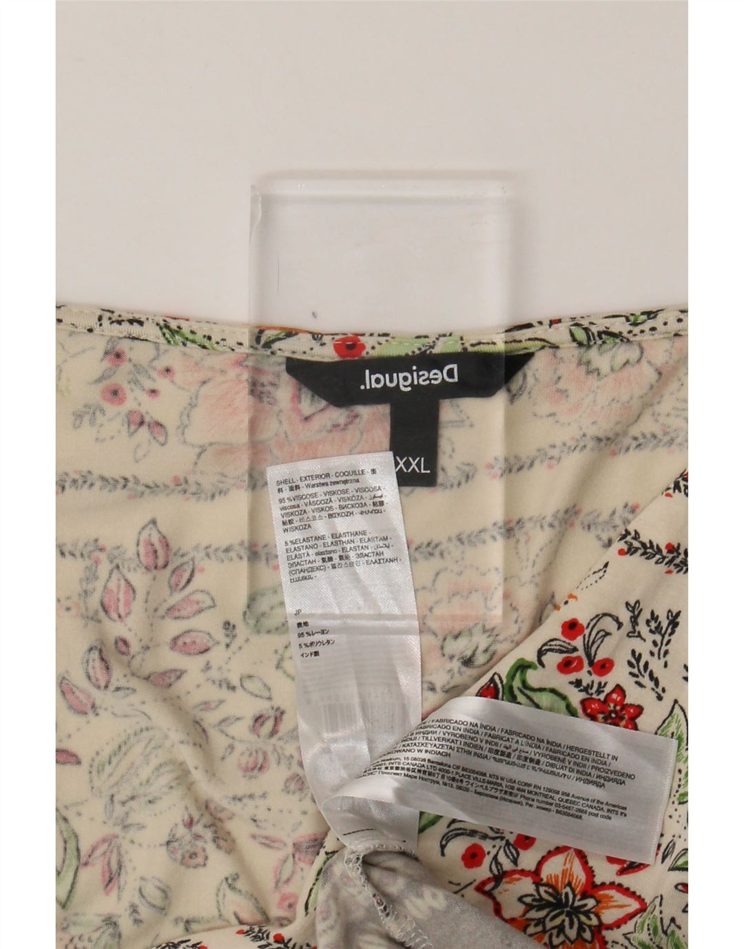 DESIGUAL Blusa para mujer Top UK 20 2XL Off White Floral Viscosa