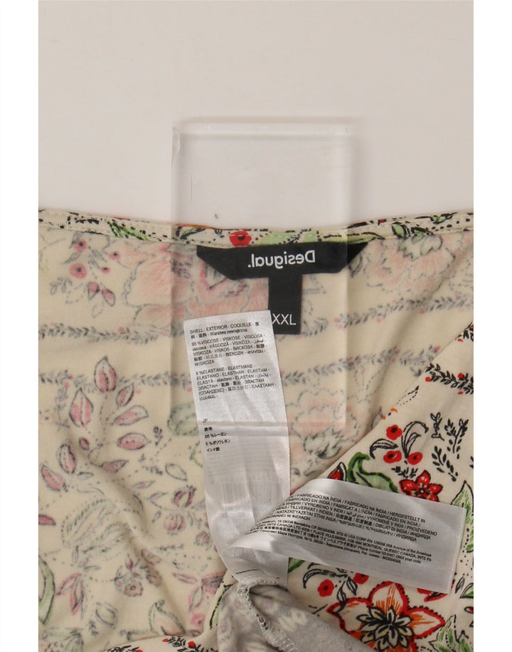 DESIGUAL Blusa para mujer Top UK 20 2XL Off White Floral Viscosa
