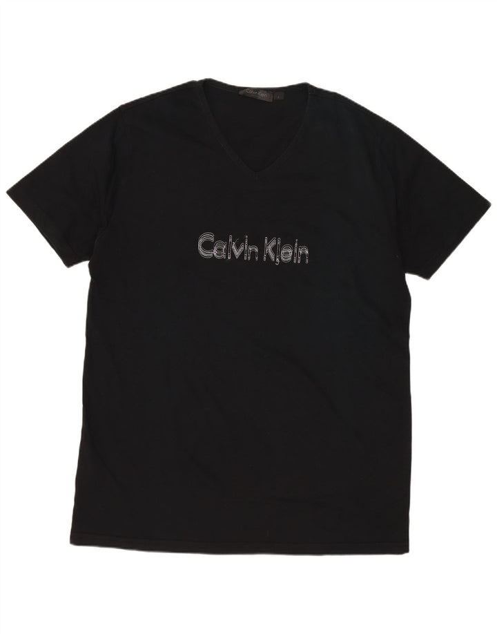 CALVIN KLEIN Camiseta gráfica para hombre Top grande de algodón negro