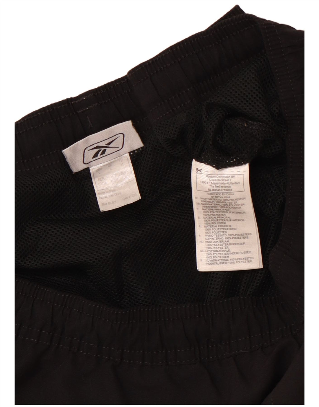 REEBOK Pantalones cortos deportivos gráficos para hombre Poliéster negro grande
