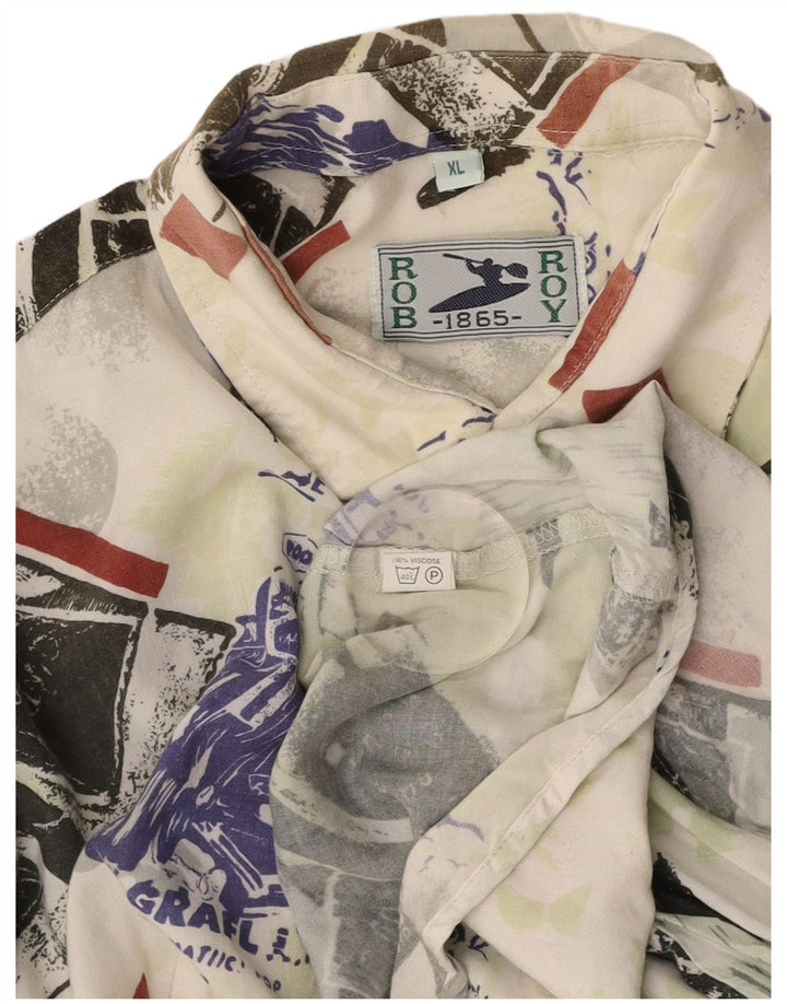 ROB ROY Camisa gráfica de manga corta para hombre XL Viscosa patchwork multicolor