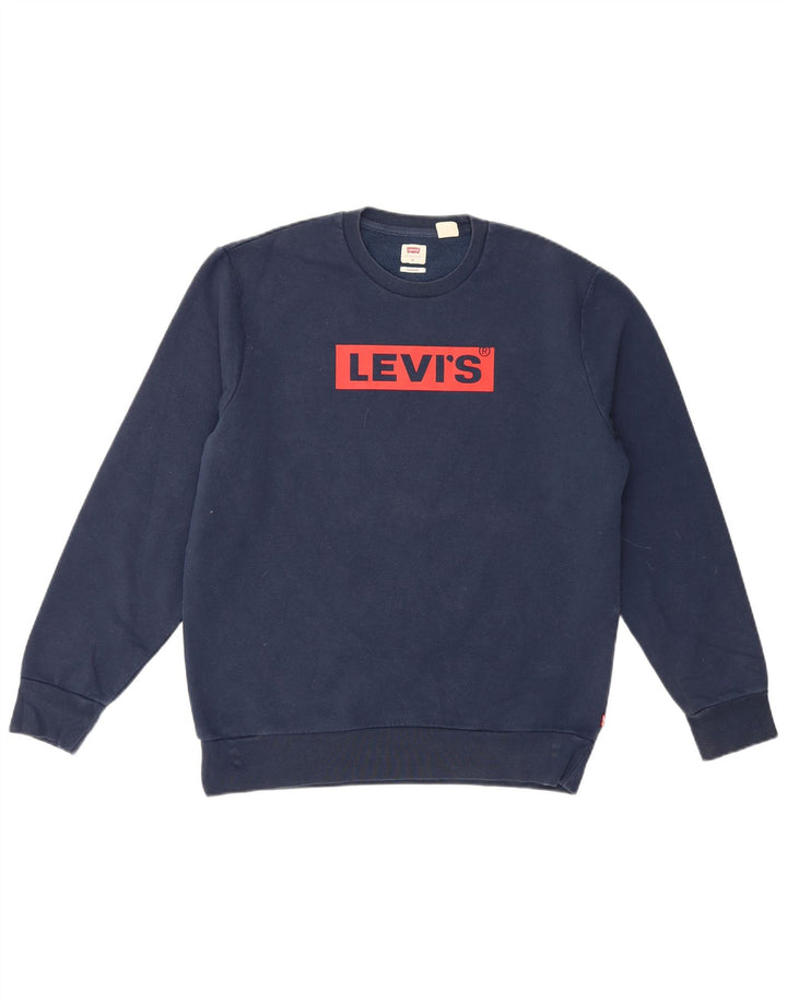 Levi's Hombre Standard Graphic Sudadera Jumper Medium Azul Marino Algodón