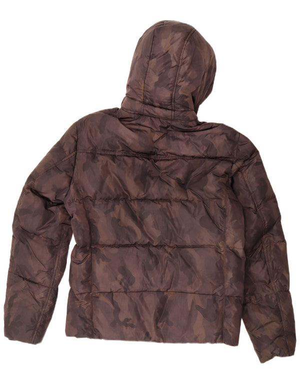 Fay Chaqueta acolchada con capucha para hombre UK 36 Small Brown Camuflaje