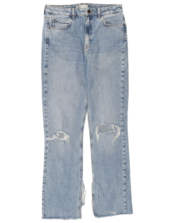 Zara Jeans Rectos Desgastados Mujer EU 40 Medium W30 L30 Azul