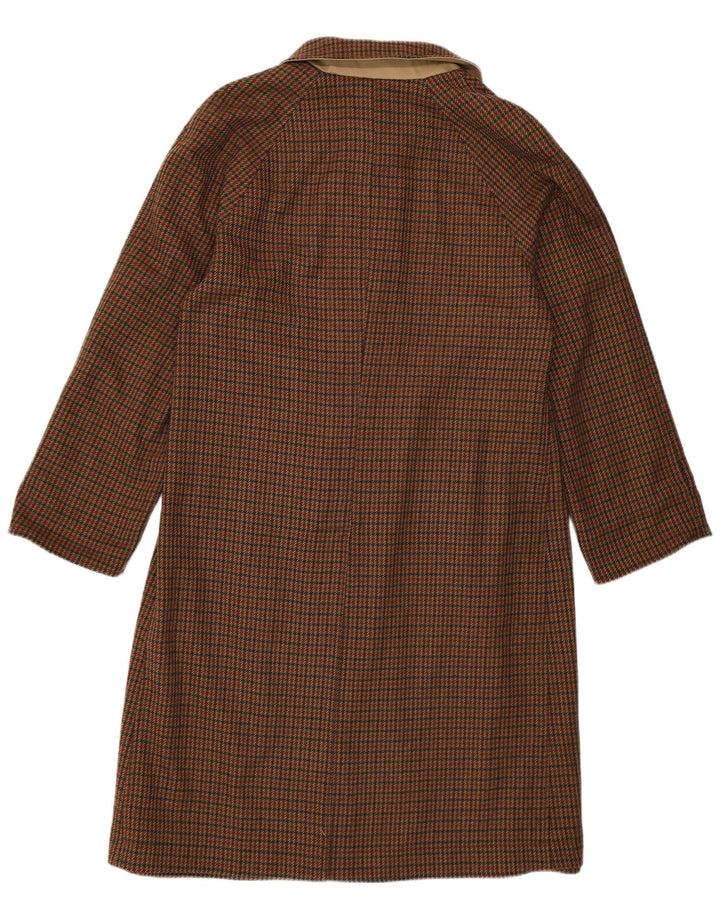 Vintage mujer abrigo reversible EU 48 2XL lana de pata de gallo marrón