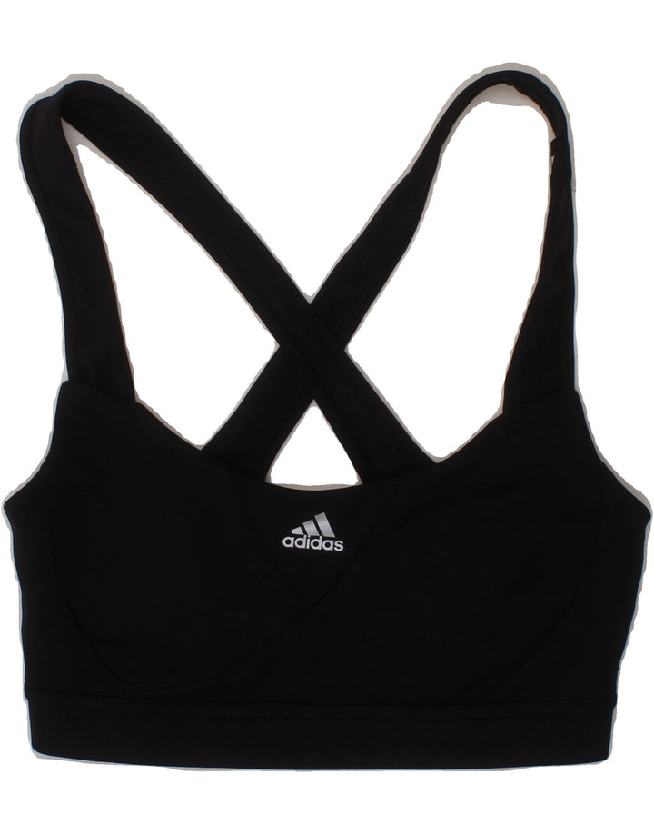 ADIDAS Womens Sport Bra Top UK 0/2 2XS Black Polyester Vintage Adidas and Second-Hand Adidas from Messina Hembry 