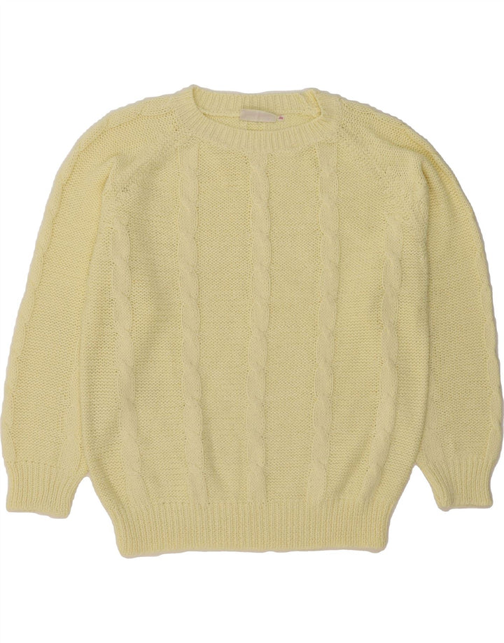 VINTAGE Womens Oversized Crew Neck Jumper Sweater EU 38 Medium Yellow Vintage Vintage and Second-Hand Vintage from Messina Hembry 