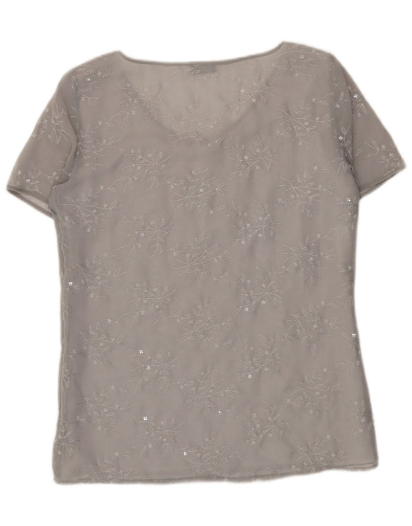 Marella Blusa transparente para mujer UK 44 Poliéster floral gris grande