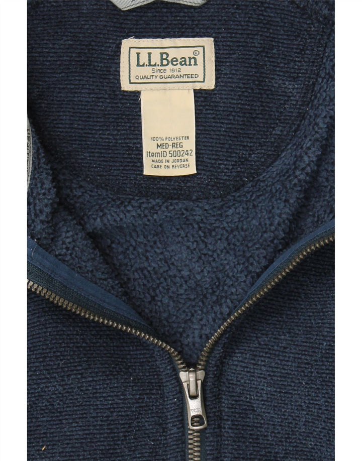 L.L.BEAN Mens Zip Neck Sweatshirt Jumper Medium Navy Blue Polyester Vintage L.L.Bean and Second-Hand L.L.Bean from Messina Hembry 