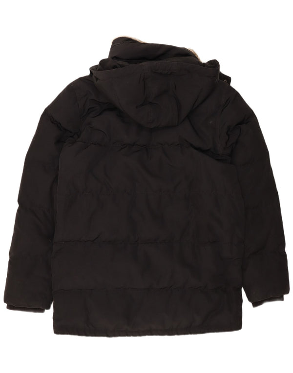Tommy Hilfiger Abrigo acolchado con capucha para hombre UK 42 XL Poliéster negro