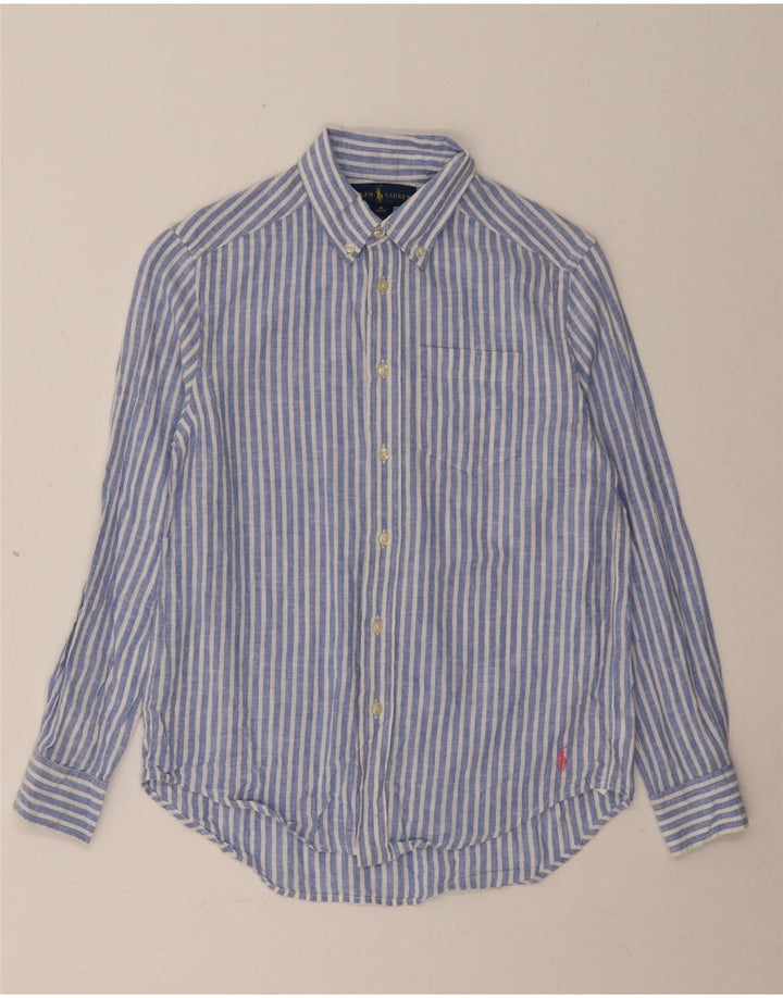 Ralph Lauren Camisa Niño 10-11 Años Lino Rayas Azul Medio