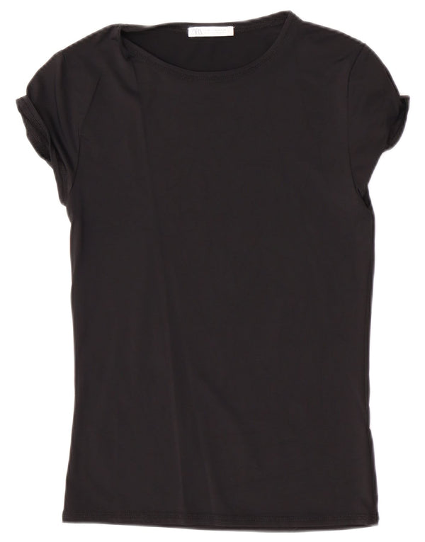 Zara Mujer Camiseta Top Reino Unido 12 Mediano Negro