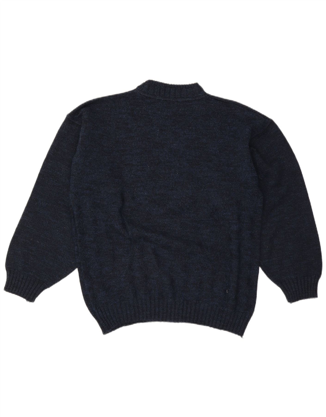 Vintage hombres gráfico tortuga cuello jumper suéter grande azul marino
