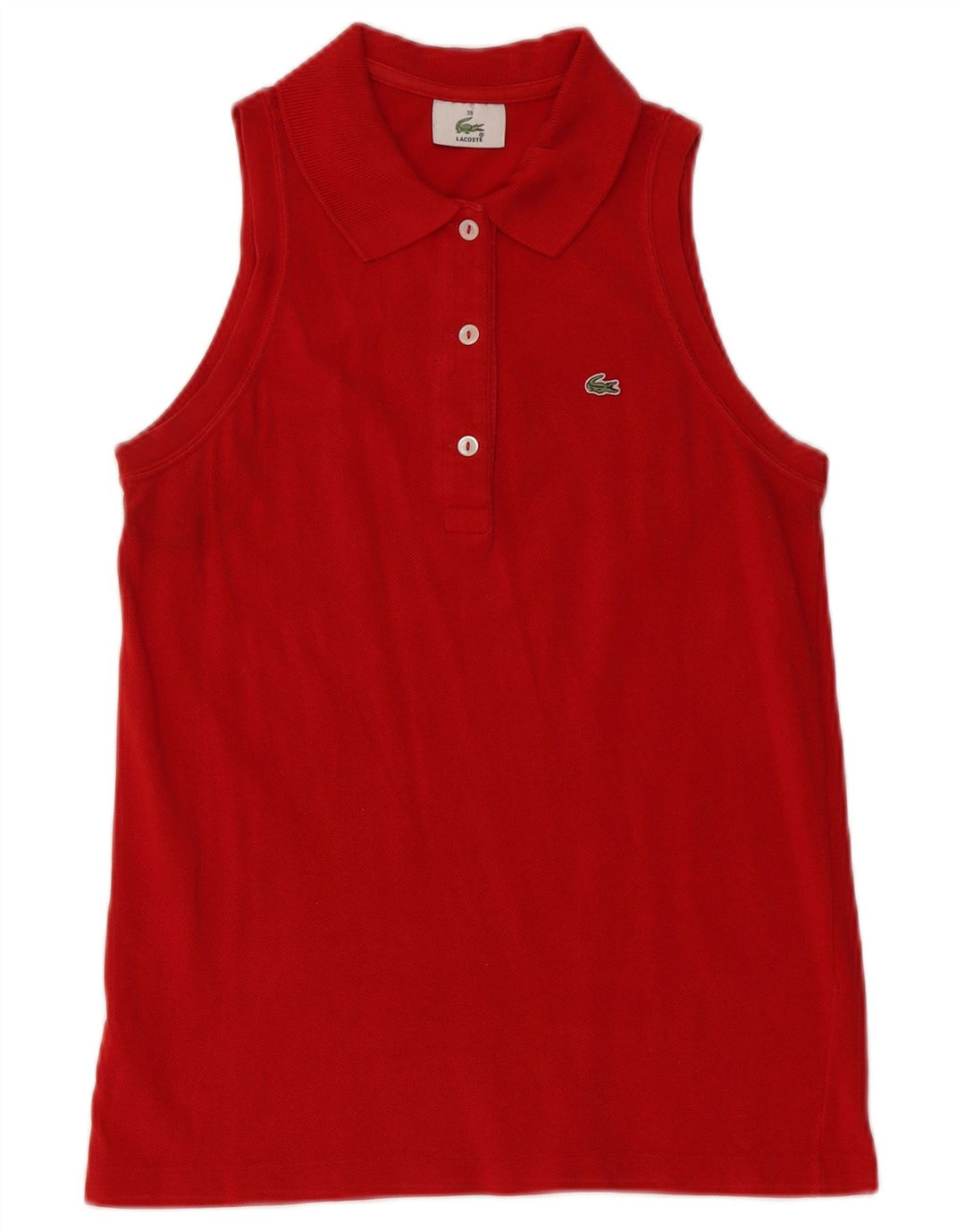 Polo Lacoste Sin Mangas Para Mujer Talla 38 Algodón Rojo Mediano