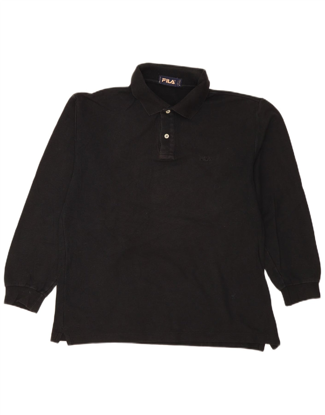 Fila Polo De Manga Larga Para Hombre IT 50 Medium Negro Algodón