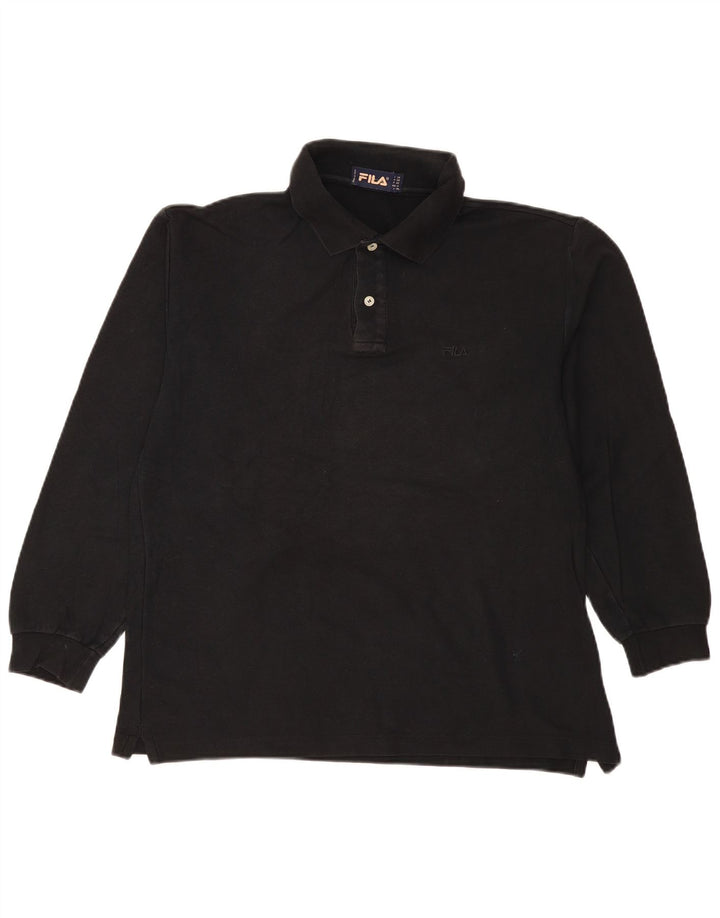 Fila Polo De Manga Larga Para Hombre IT 50 Medium Negro Algodón
