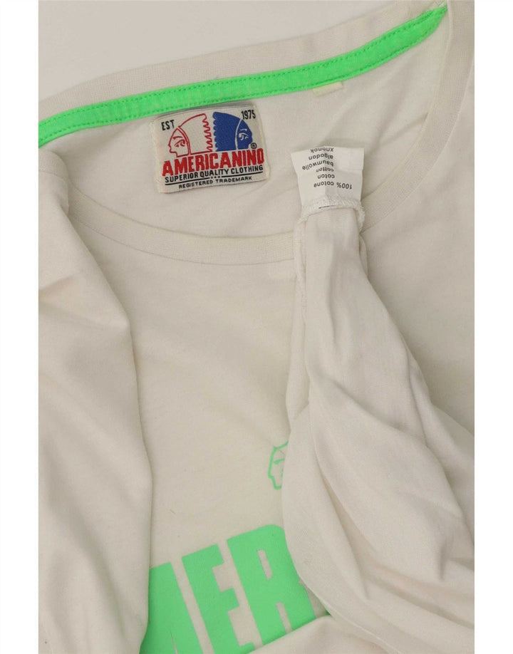 Americanino Mens Regular Graphic Camiseta Top Medio Algodón Blanco
