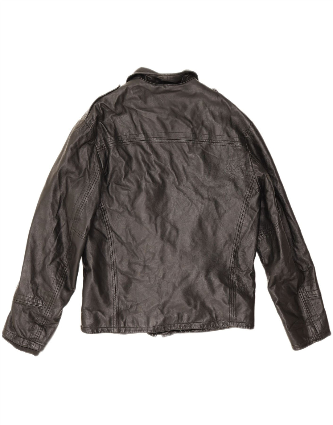 Conbipel Chaqueta de cuero militar para hombre IT 48 Cuero negro mediano