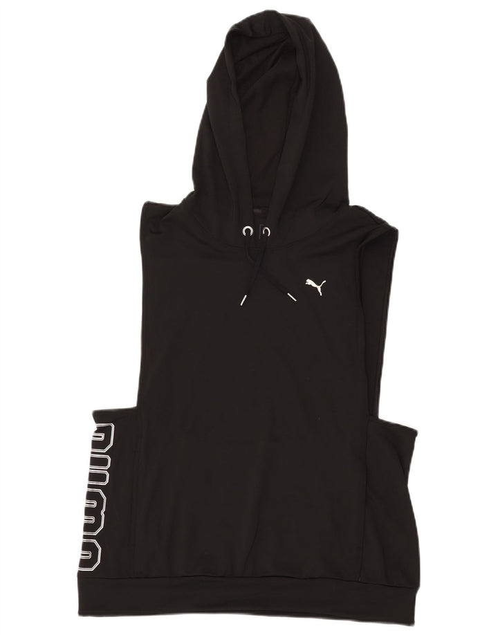 PUMA Jersey con capucha sin mangas gráfico para mujer UK 12 Mediano Negro Poliéster
