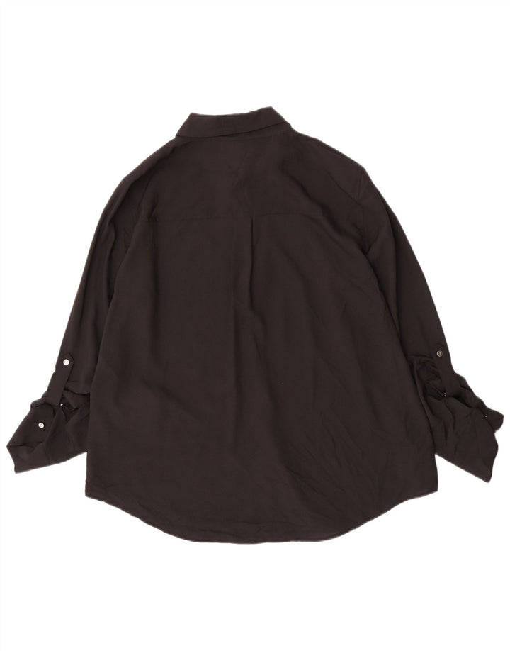 Dkny Blusa Camisa Mujer UK 46 Grande Poliéster Negro