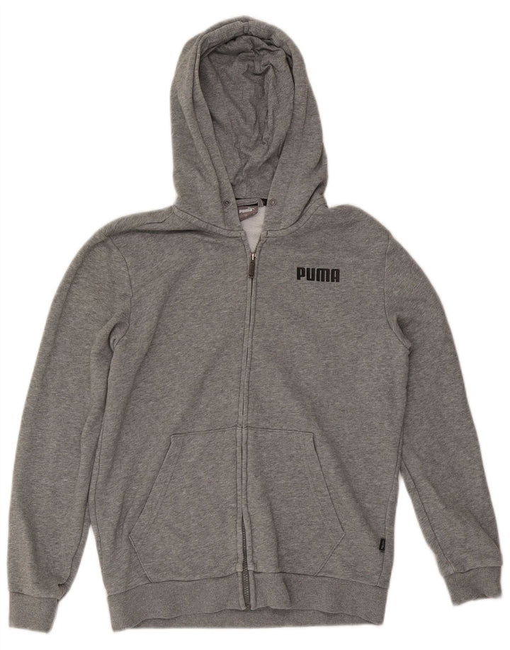 Puma Sudadera con capucha y cremallera para hombre, talla pequeña, gris moteado