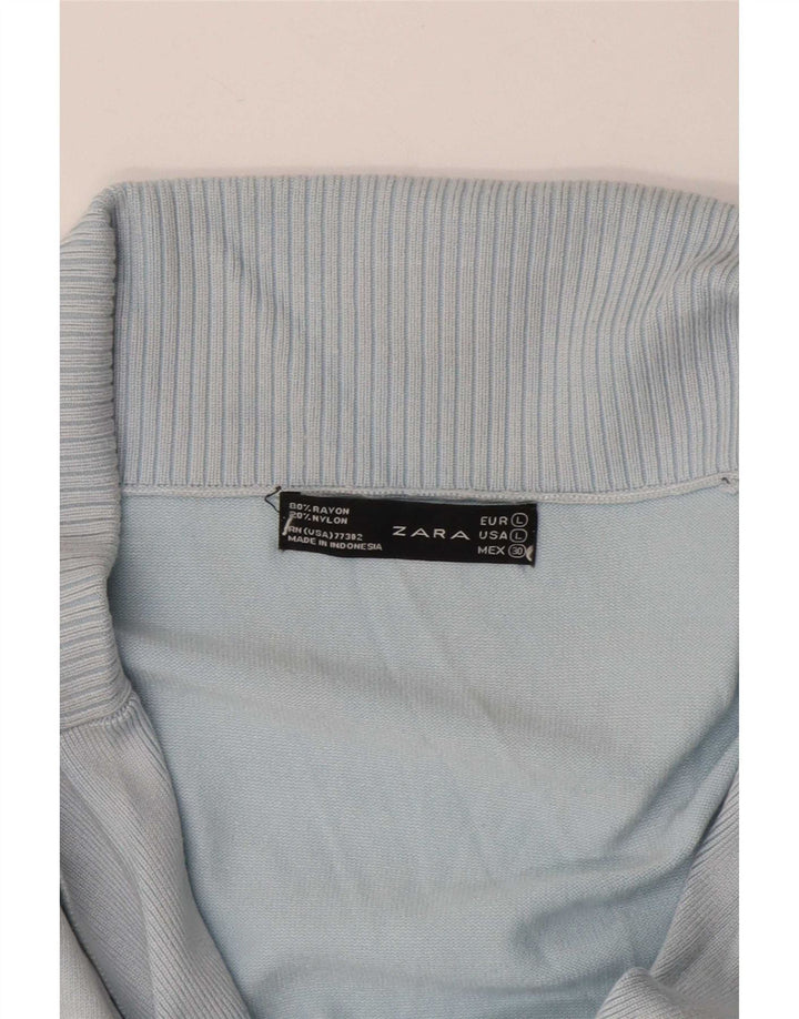 Zara - Cárdigan para mujer, talla 40, talla grande, rayón azul