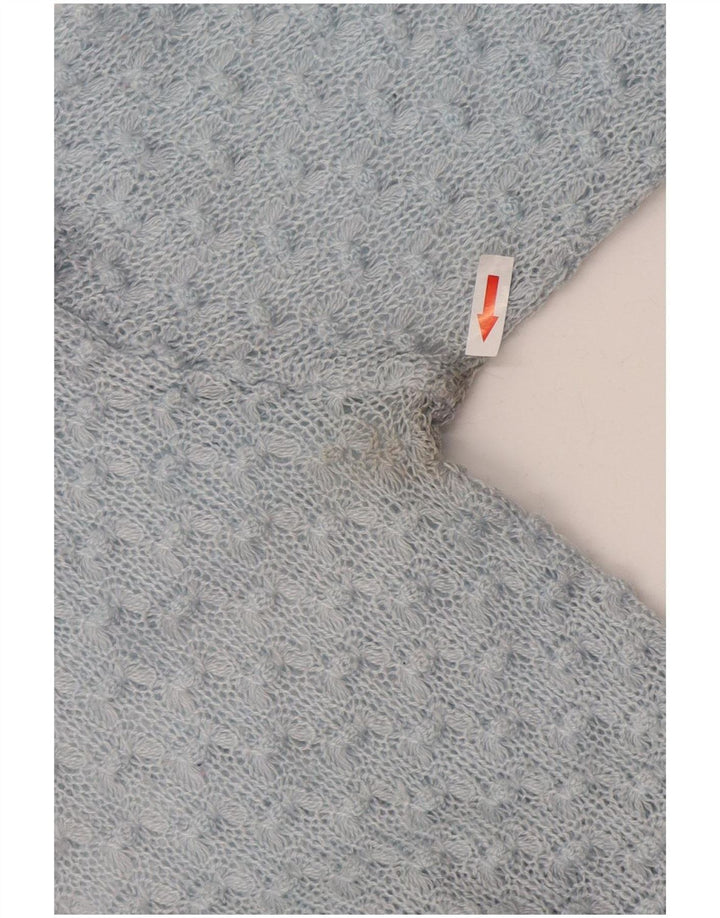 Vintage mujer V-cuello jumper suéter Reino Unido 14 azul medio