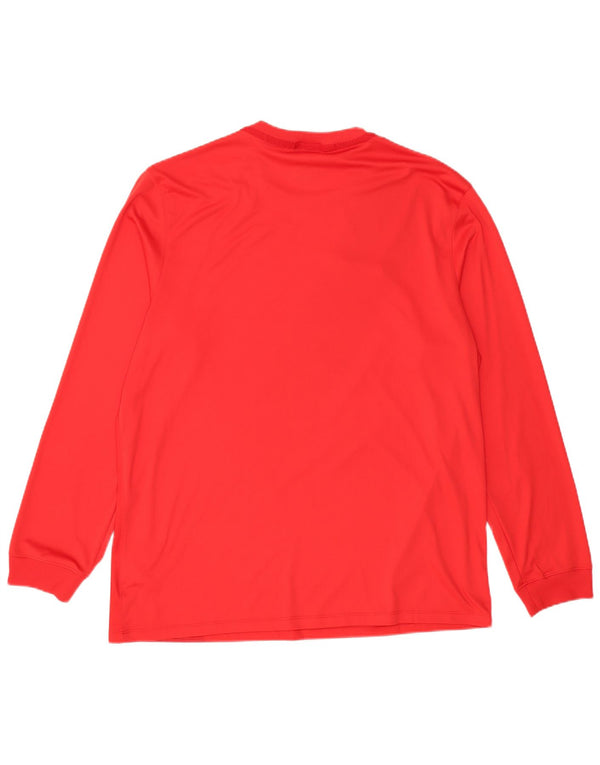 NIKE Hombre Dri Fit Top Manga Larga XL Poliéster Color Block Rojo