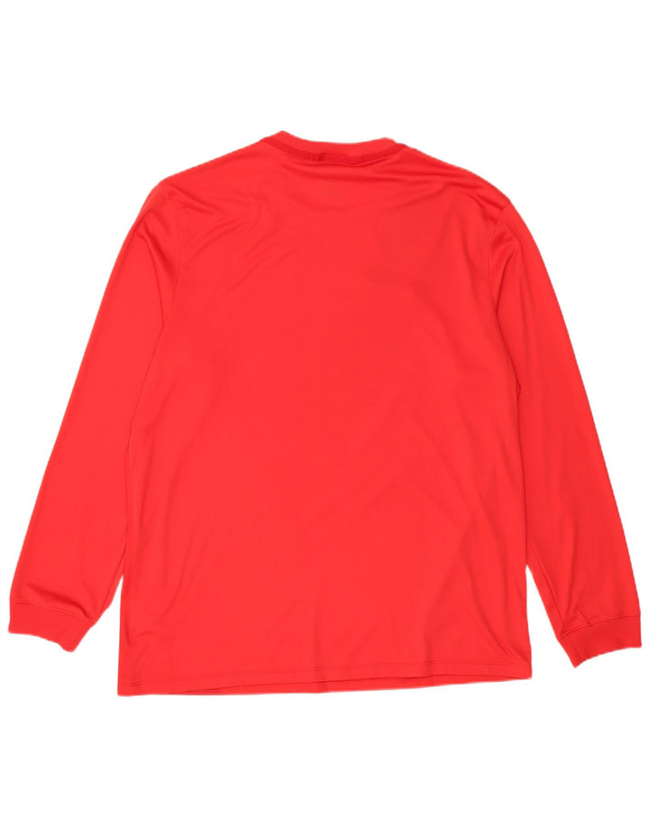 NIKE Hombre Dri Fit Top Manga Larga XL Poliéster Color Block Rojo