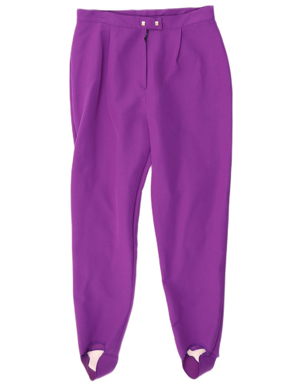 Vintage mujer estribo pantalones IT 46 grande W28 L29 púrpura acrílico deportes