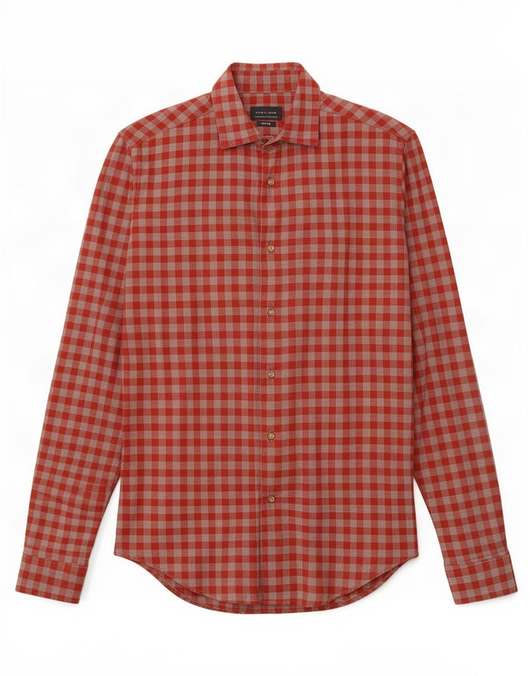 Zara Hombre Camisa Slim Fit Algodón Vichy Rojo Pequeño