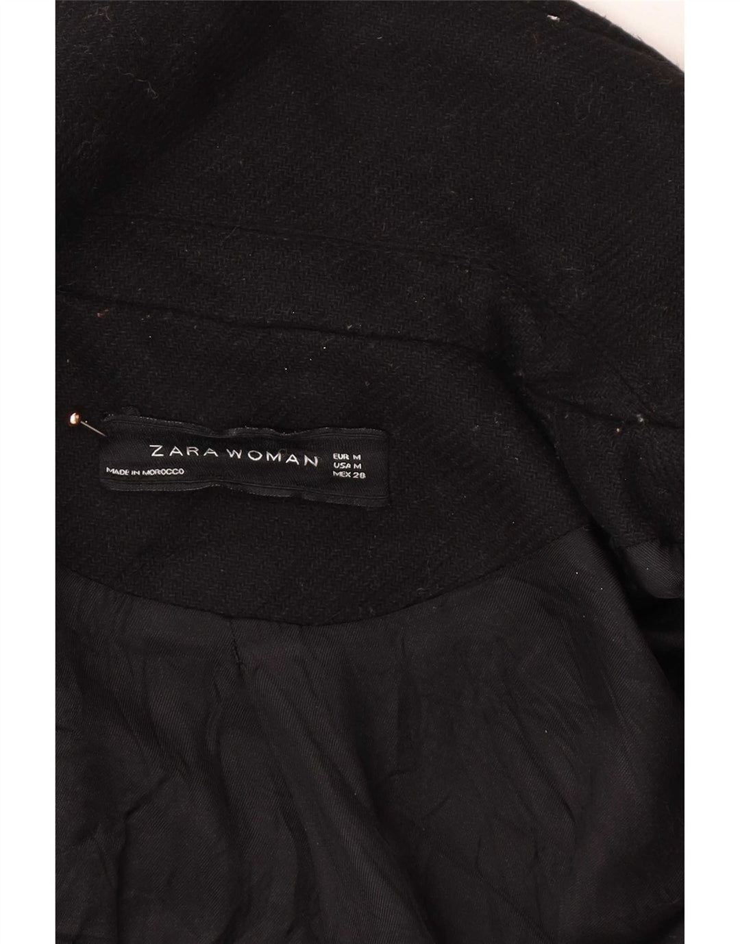 Zara Mujer Abrigo UK 44 Mediano Lana Negra