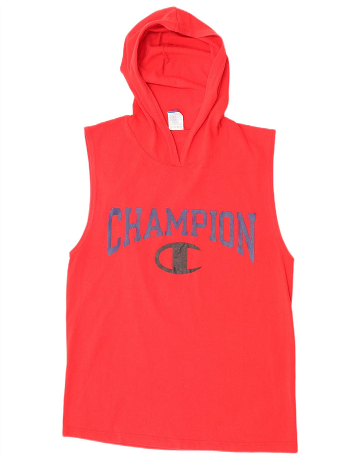 Champion Camiseta Sin Mangas Con Capucha Y Estampado De Algodón Rojo Medio Para Hombre