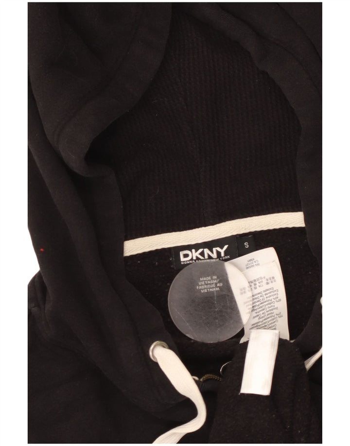 Dkny New York Graphic Zip Sudadera con capucha para mujer UK 10 Small Algodón negro
