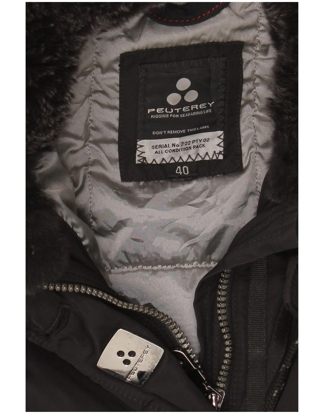 PEUTEREY Abrigo acolchado con capucha para mujer EU 40 Medium Black