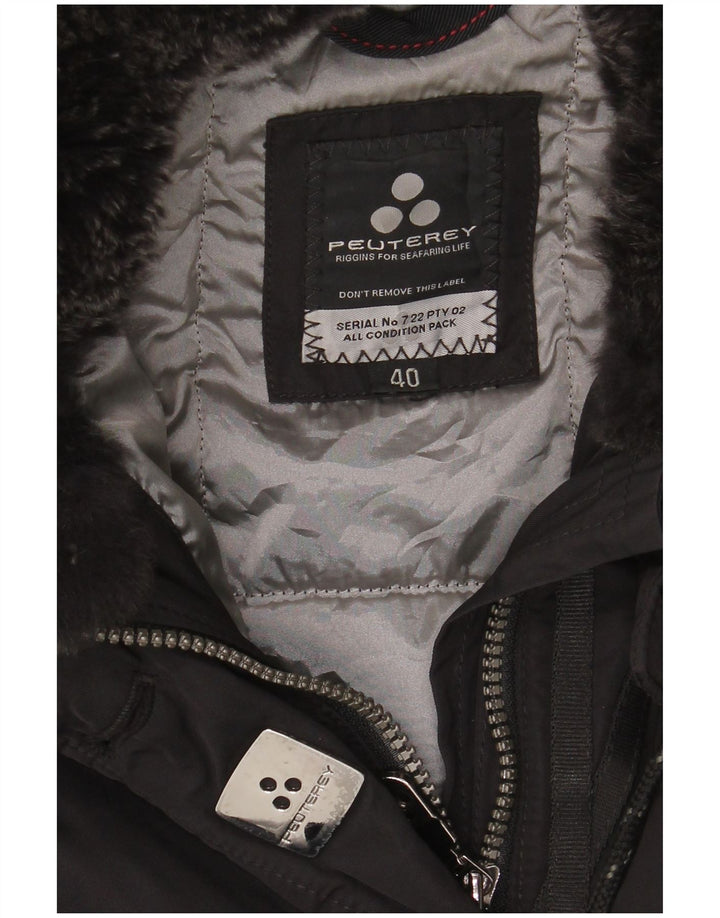 PEUTEREY Abrigo acolchado con capucha para mujer EU 40 Medium Black