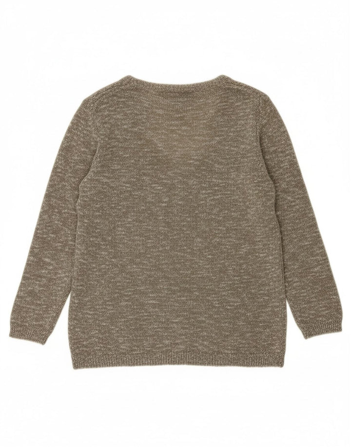 MASSIMO DUTTI Womens V-Neck Jumper Sweater UK 10 Small Grey Flecked