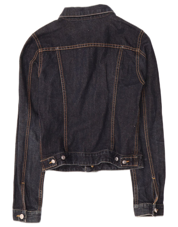 Diesel Chaqueta Vaquera Corta para Mujer UK 10 Small Azul Marino Lino