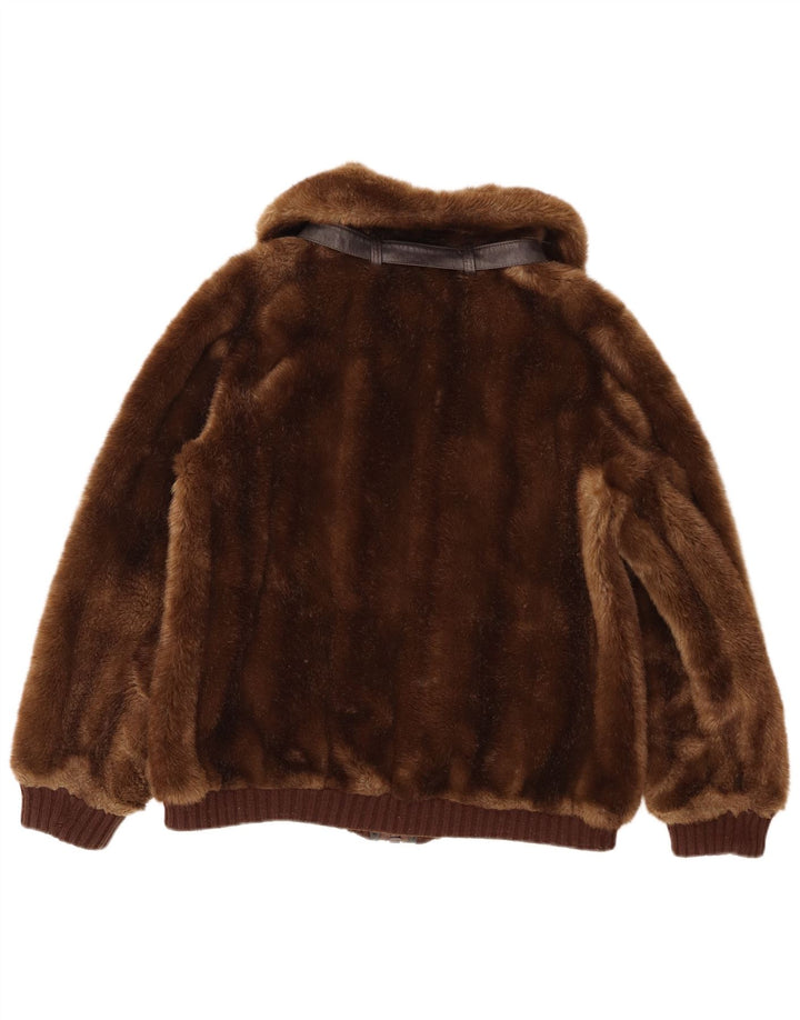 Vintage mujer chaqueta de piel sintética Reino Unido 14 marrón medio