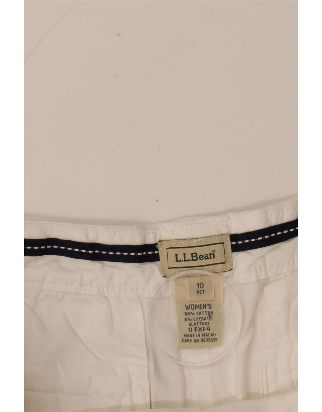 L.L.BEAN Pantalones cortos chinos de talle medio para mujer US 10 Grande W30 Algodón blanco