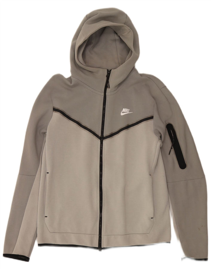 Nike - Sudadera con capucha y cremallera para hombre, algodón gris medio con bloques de color