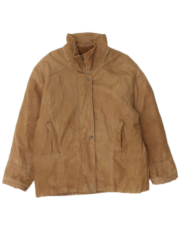 Vintage mujer chaqueta de cuero de gran tamaño IT 46 cuero beige grande