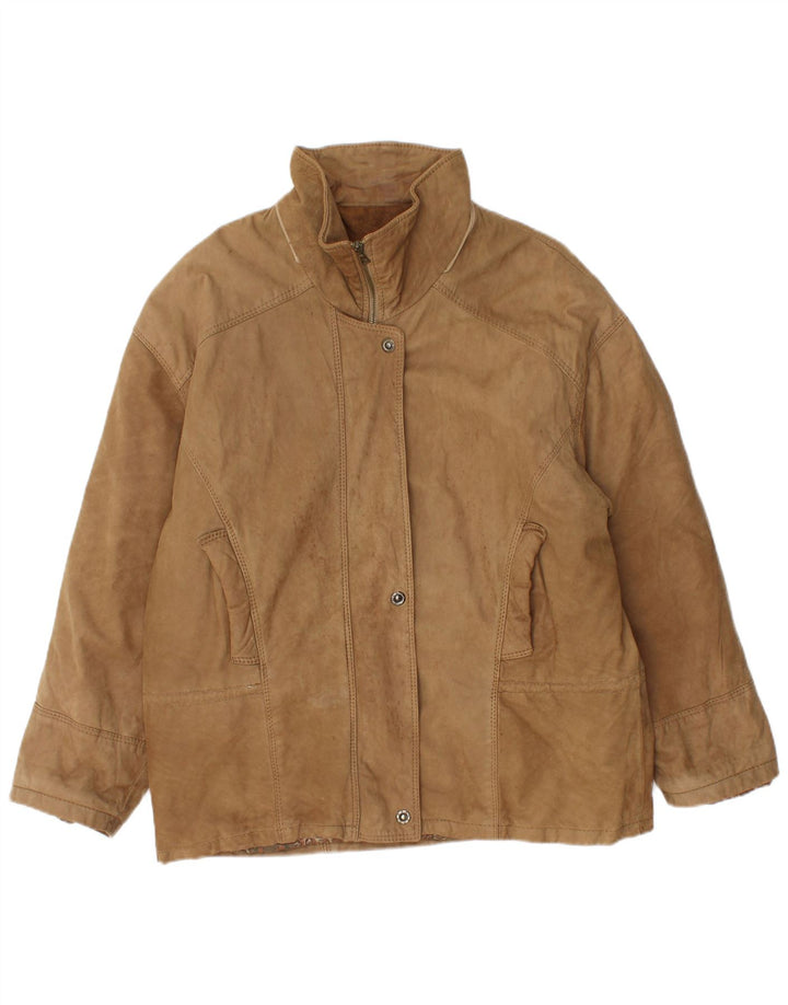 Vintage mujer chaqueta de cuero de gran tamaño IT 46 cuero beige grande